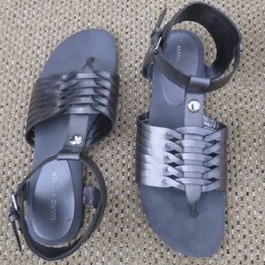 Marc Fisher Pewter Leather Strappy Sandals - Nice! Size 9M